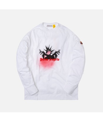 8 Moncler Palm Angels Maglia Girocollo Graphic L/S Tee - White commande en ligne