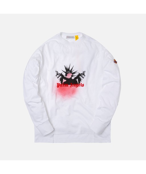 8 Moncler Palm Angels Maglia Girocollo Graphic L/S Tee - White commande en ligne