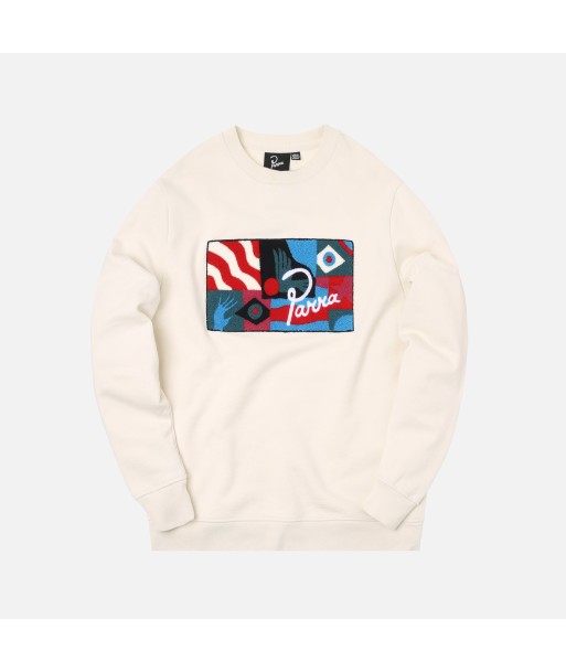 by Parra Grab the Flag Creneck Sweater - White brillant des détails fins