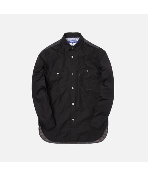 Junya Watanabe Man Cotton Broad Wool Flannel Check Shirt - Black Comparez et commandez 