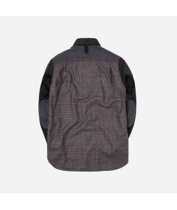 Junya Watanabe Man Cotton Broad Wool Flannel Check Shirt - Black Comparez et commandez 