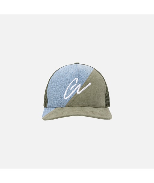 Greg Lauren 50/50 Denim Trucker Cap - Blue / Army Les êtres humains sont 