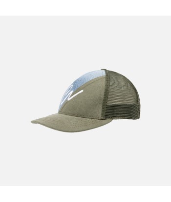 Greg Lauren 50/50 Denim Trucker Cap - Blue / Army Les êtres humains sont 