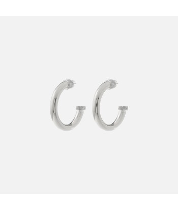 Luv AJ XL Pave Tip Tube Hoops - Silver les ctes