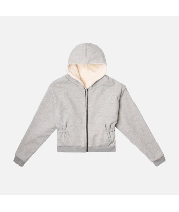 John Elliott Reversible Fleece Lined Zip Hoodie - Heather Grey soldes