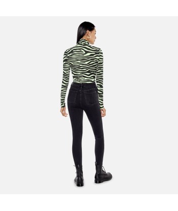 Proenza Schouler White Label Jersey L/S Turtleneck - Celery / Black Zebra france