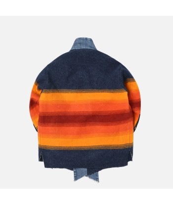 Greg Lauren Boxy GL1 Studio Blanket Shirt - Navy en linge