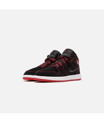 Nike Air Jordan Pre-School 1 Mid - Black / Noble Red / White Véritable concentré