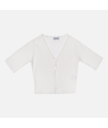 Aya Muse Elettra 3 Button Ribbed Cardigan - White Les magasins à Paris