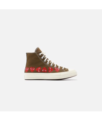 Converse x Comme des Garçons CDG Play Chuck Taylor High - Khaki / Multi Heart solde