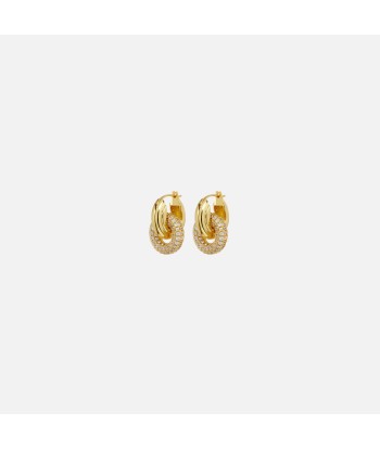 Luv AJ Pave Interlock Hoops - Gold en stock