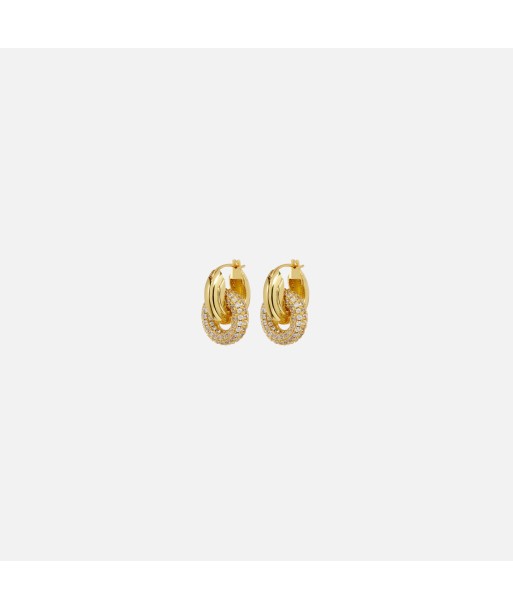 Luv AJ Pave Interlock Hoops - Gold en stock