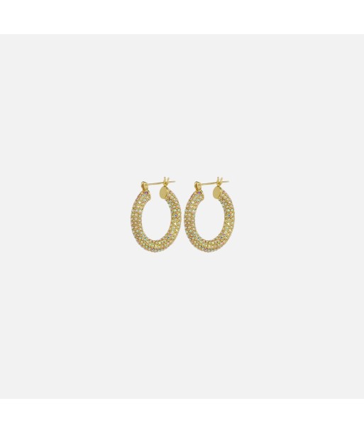 Luv AJ Pave Baby Amalfi Hoops - Gold Rainbow de France