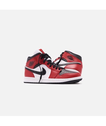 Nike Air Jordan 1 Mid - Black / Gym Red / White brillant des détails fins