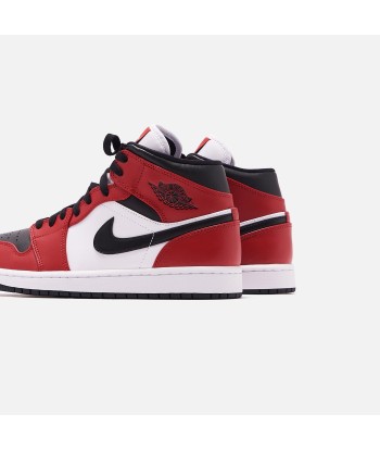 Nike Air Jordan 1 Mid - Black / Gym Red / White brillant des détails fins