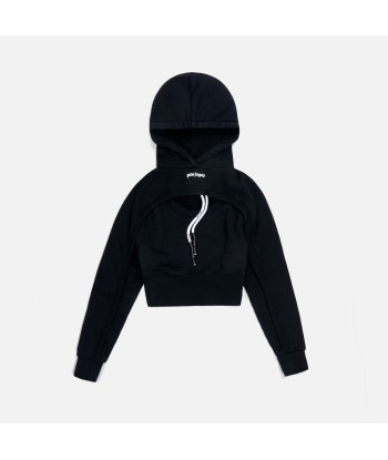 Palm Angels Cut Out Logo Hoodie - Black / White 50-70% off 