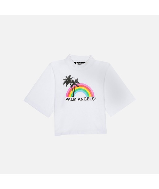 Palm Angels Rainbow Cropped Tee - White / Black solde