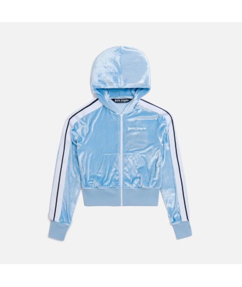 Palm Angels Chenille Hooded Track Jacket - Light Blue / White Livraison rapide