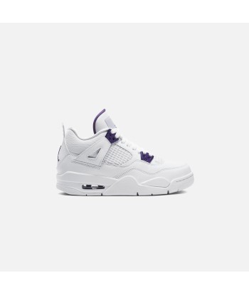 Nike Grade School Air Jordan 4 Retro - White / Court Purple / Metallic Silver Vous souhaitez 