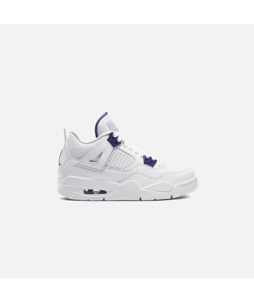 Nike Grade School Air Jordan 4 Retro - White / Court Purple / Metallic Silver Vous souhaitez 