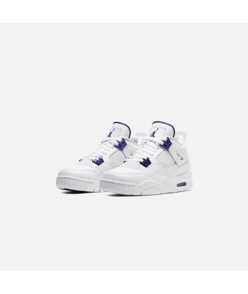 Nike Grade School Air Jordan 4 Retro - White / Court Purple / Metallic Silver Vous souhaitez 