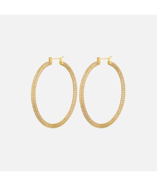 Luv AJ XL Pave Skinny Amalfi Hoops - Gold Les magasins à Paris et en Île-de-France