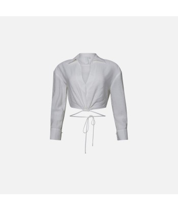 Jonathan Simkhai Mazzy Solid Strap Detail Crop Shirt - Ecru du meilleur 