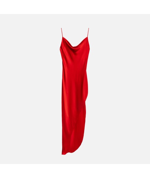 Fleur du Mal Cowl Slip Dress w/ High Slit - Rouge Voir les baskets