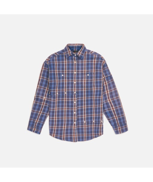 R13 Undone Shirt - Blue Plaid pas cher 